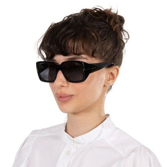 NEW Tom Ford FT1035-N RYDER 01A Shiny Black Smoke Gray Square Women Sunglasses main image 11